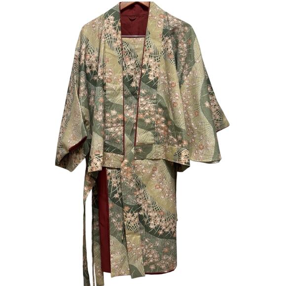 Vintage Japanese Rayon Crepe Kimono Jacket & Wrap Skirt Set - Picture 3 of 12